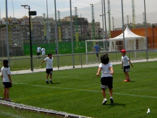 Calentando para el partido de futbol
